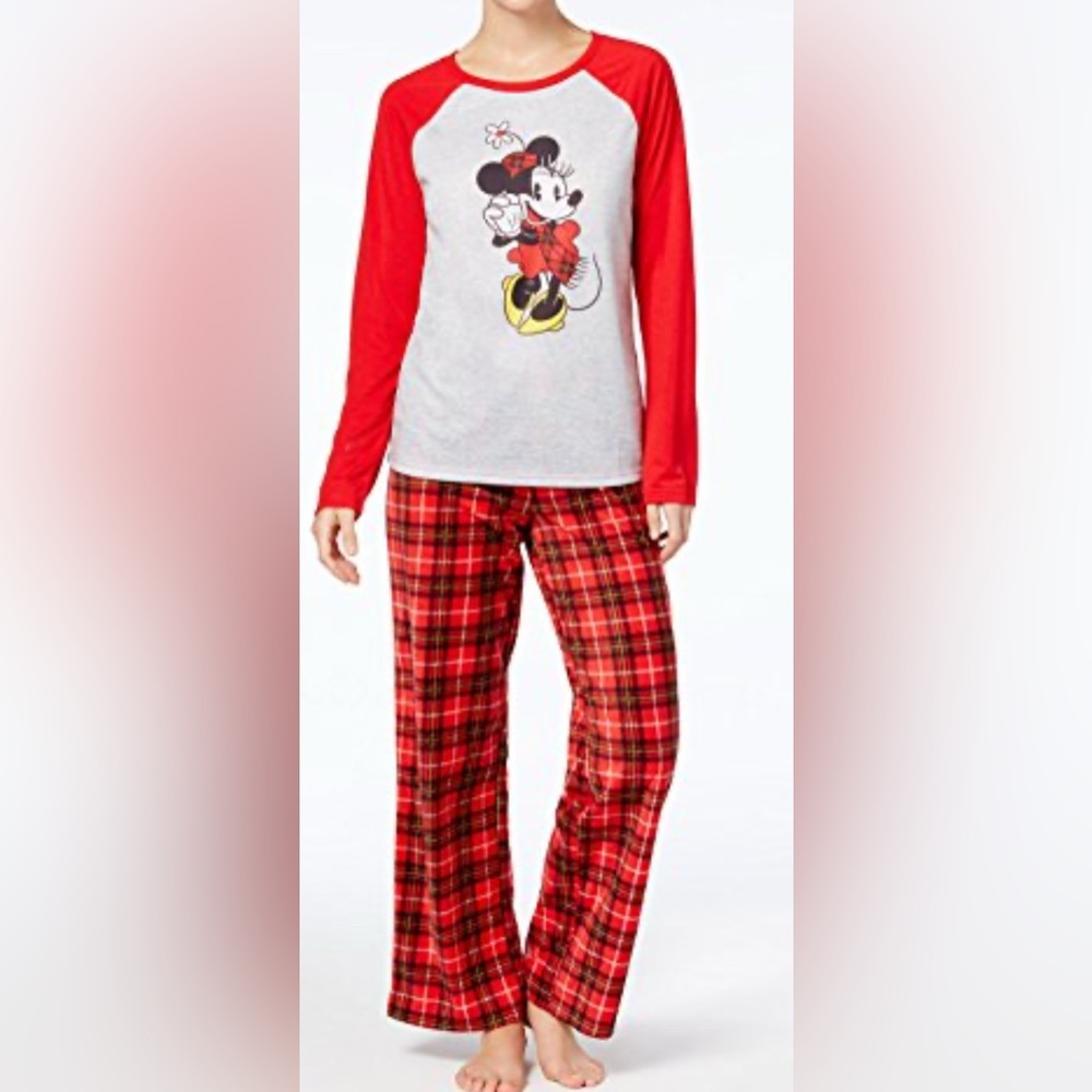 Disney Minnie Mouse Plaid Pajama Set. Women size L-XL